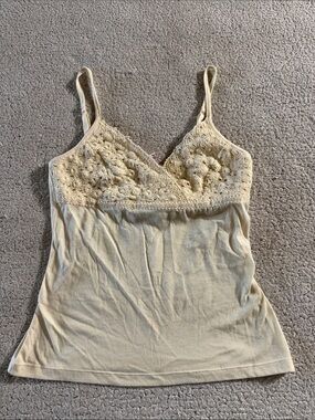 BONGO Y2K Cream Crochet Lace Cami Tank Top Large New